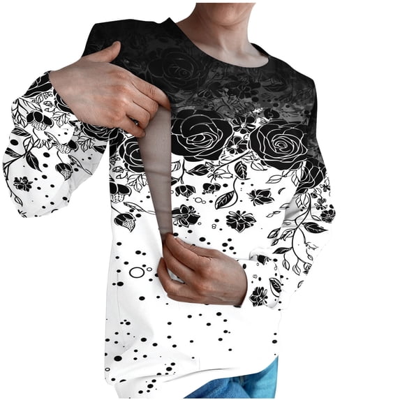 Fleece Sweatshirts for Women, Nursing Hoodies for Womens Pullover Hoodie Sweatshirt Maternity Breastfeeding Side Hidden Soft Stretchable Long Sleeve Tops Daily Wear Leisure Loungewear