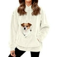 thumbnail image 1 of Fleece Sweatshirts Women Winter Hoodie With Kangaroo Pockets And Cat Carrier Pouch Dog Sweatshirt For Pet Mistress Warm White M, 1 of 5
