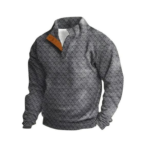 Fleece Sweatshirts for Men 2025 Fall Winter Long Sleeve Color Block Stand Collar Sweatshirt Pullover Tops Gray XXL