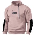 thumbnail image 1 of Fleece Sweatshirts for Men with Zipper Mock Neck Long Sleeve Shirts Mens Casual Color Block Pullover Slim Thermal Warm Graphic Sweatshirt Tops, 1 of 4