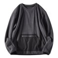thumbnail image 1 of Fleece Sweatshirts for Men with Zipper Pocket Long Sleeve Crewneck Shirts Mens Casual Solid Color Pullover Warm Basic Loungewear Sweatshirt Tops, 1 of 7