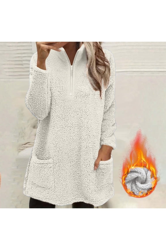 Sweatshirts for Women Turtleneck Sweater Tunic Pullover Tops (White XXXXXXS)