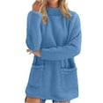 thumbnail image 1 of Fleece Sweatshirts for Women， Plus Size Pullover Tunic Tops with Pockets， Mock Turtleneck Fall Winter Warm Sweater, 1 of 8