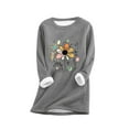 thumbnail image 1 of Fleece Sweatshirts for Women Winter Warm Sherpa Lined Crewneck Pullover Loungewear Cute Floral Gtaphic Tunic Tops, 1 of 2