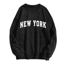 Fleece Sweatshirts without Hood,Women Round Neck Letter Printed Long Sleeve Warm Pullover Sweaters Fall Winter Casual Loose Elegant s Tops Preppy Clothes Cute Teen Girls Outfits S-XXL