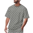 thumbnail image 1 of Fleece T Shirts for Men Short Sleeve Crewneck Tees Tops Mens Casual Solid Color Checkered Pullover Basic Loungewear Streetwear Tshirts Shirt, 1 of 8