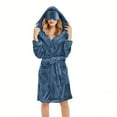 thumbnail image 1 of Fleece Thermal Long Bathrobe for Women's Plush Soft Long Sleeve Velvet Spa Robe Drawstring Adjustable Loose Fit Pajama Top Loungewear with Double Pockets Nightgown, 1 of 6