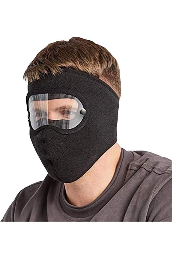 Fleece Thermal Mask with Removable Goggles, Full Face Winter Warm Mask, Polar Fleece Windproof Face Shield for Skiing, Cycling, and Outdoor Winter Sports