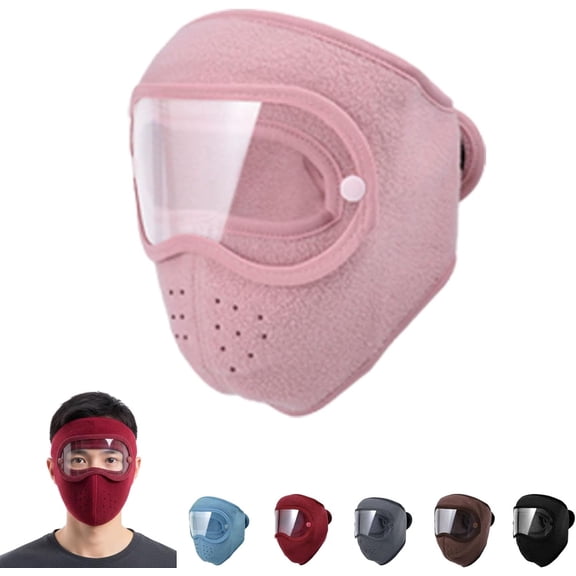 Fleece Thermal Mask with Removable Goggles, Winter Breathable Warm Mask, Full Face Protection Windproof No Fog, for Men Women Running Skiing Hiking Cycling