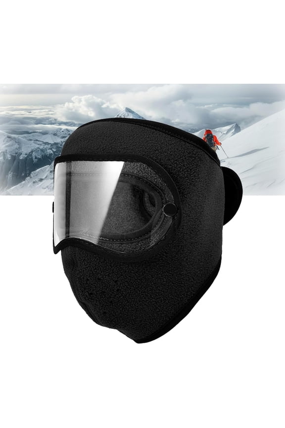 Fleece Thermal Mask with Removable Goggles, Unisex Breathable Anti-Fog Full Face Shield Mask, for Skiing Cycling