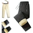 thumbnail image 1 of Fleece Thermal Pants Unisex with Zipper Pockets, Waterproof Windproof Lined Lightweight Warm Pants Soft, 1 of 9