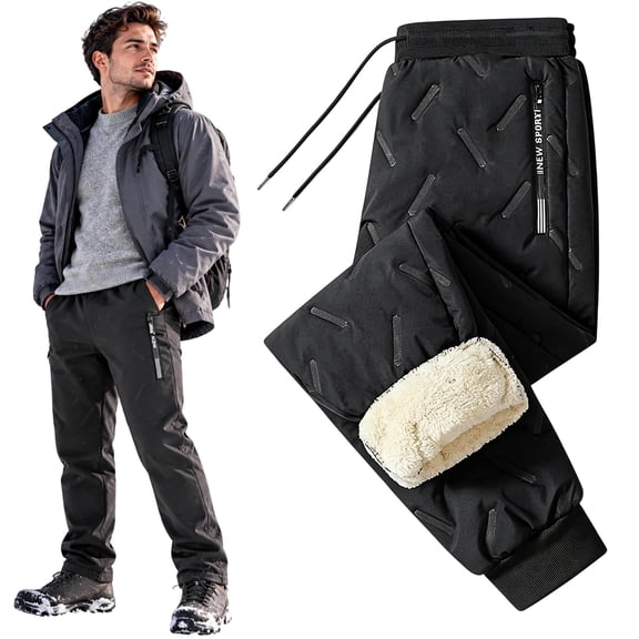 Fleece Thermal-Pants, Waterproof Windproof, Sherpa Fleece Lined, for Skiing Hiking Camping and Daily Winter Wear