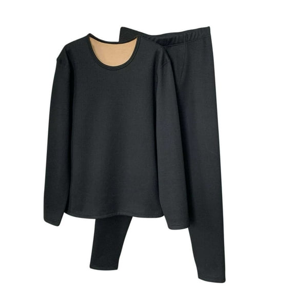 Fleece Thermal Underwear for Mens Snow Wear Baselayers Sets Long Sleeve Tops Legging 2 Piece Long Johns Black, 3XL