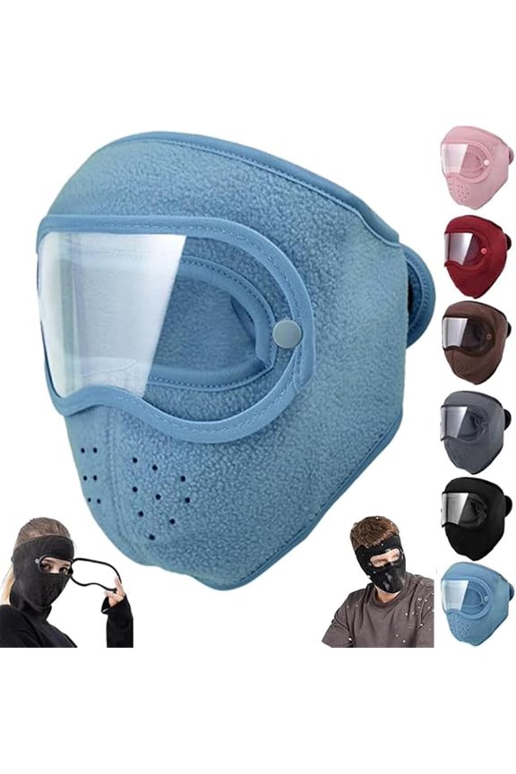 Fleece Thermal Winter Mask with Removable Goggles - Breathable Warm, for Men & Women Running Skiing Hiking Cycling