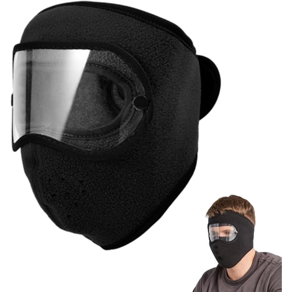 Winter Windproof Fleece Thermal Mask with Removable HD Goggles - Unisex Ski Face Mask for Men & Women