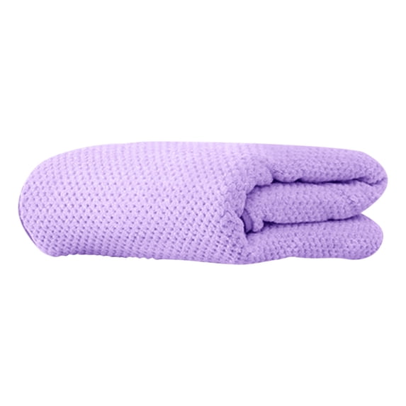 Fleece Throw Bath Towels for Men Women Waffle Textured Absorbency Shower Towel Lightweight Thickened Beach Towels Purple 27.6x53.5 Inches