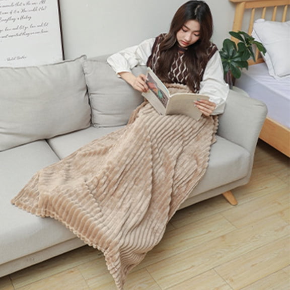 Fleece Throw Blanket 27x47 Inch Soft Cozy Lightweight, No-Shed Facecloth Blanket with Double-Sided Edging for Couch, Bed, Travel and Camping