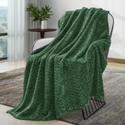 Fleece Throw Blanket, 50''x60'', Green Blanket Cozy Plush Fleece Blanket Throw Size, Flannel Blankets for Sofa