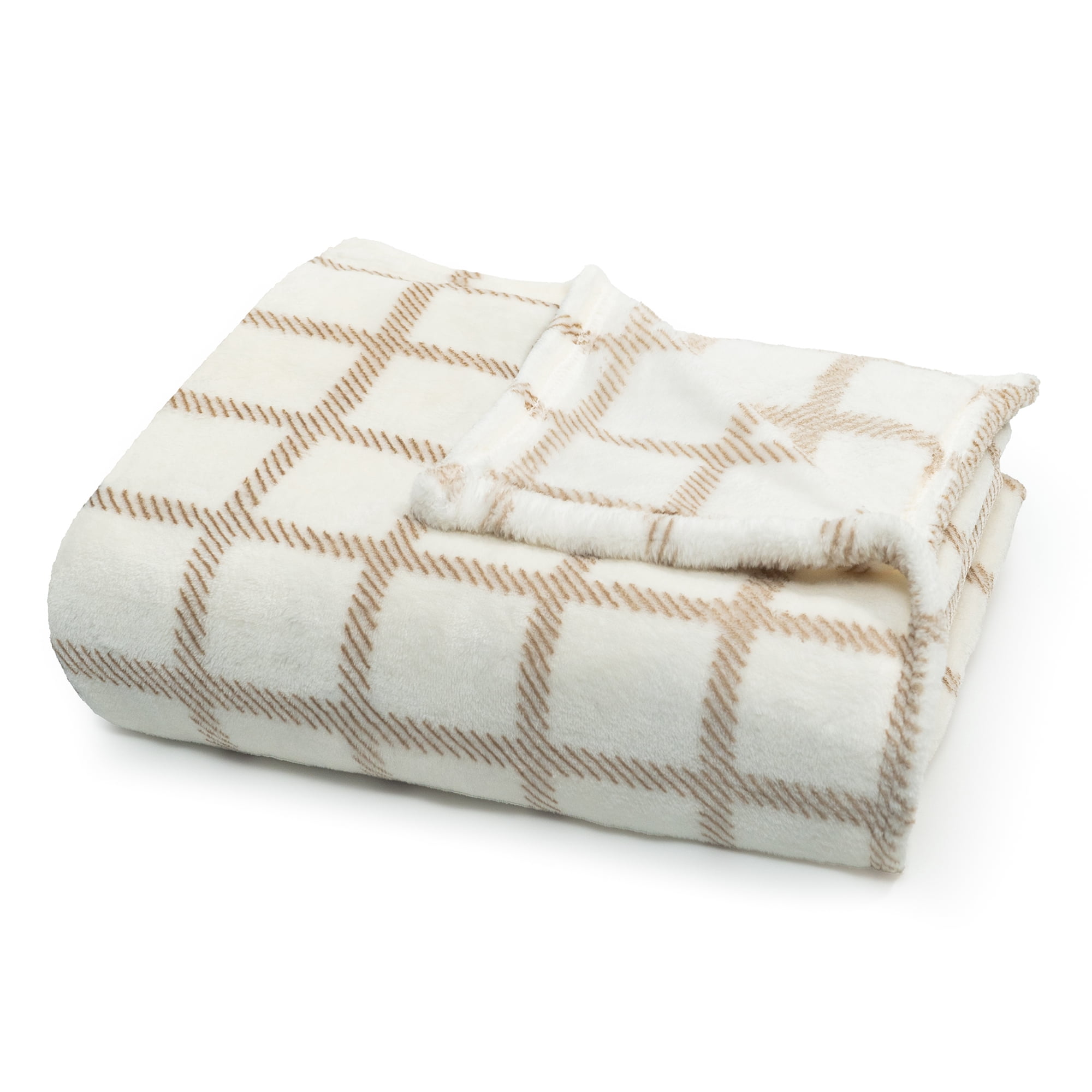 Fleece Throw Blanket - 50x60 Inch - Modern Dash Windowpane Design - Ultra Soft Warmth - Pink