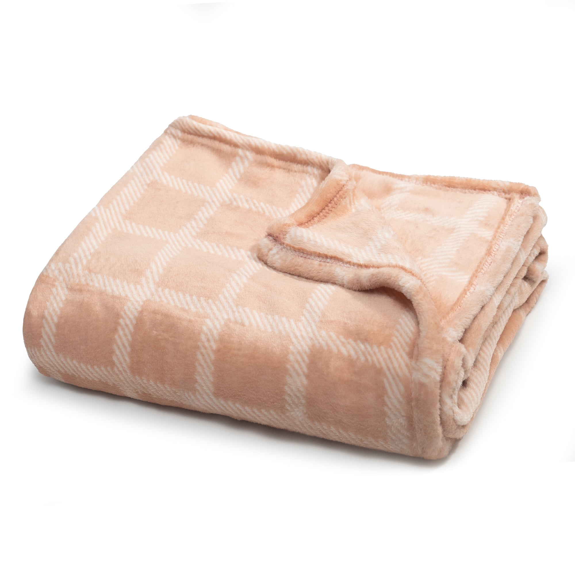 Fleece Throw Blanket - 50x60 Inch - Modern Dash Windowpane Design - Ultra Soft Warmth - Pink