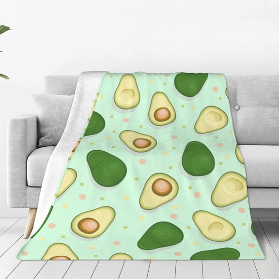 Fleece Throw Blanket Avocado Print Reversible Plush Fluffy Large Big Blanket for Sofa Couch Bed-40"x30"