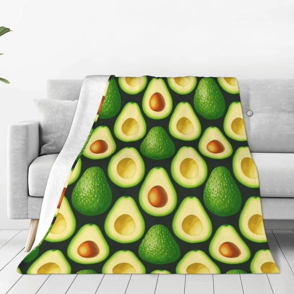 Fleece Throw Blanket Avocado Print Reversible Plush Fluffy Large Big Blanket for Sofa Couch Bed-40"x30"