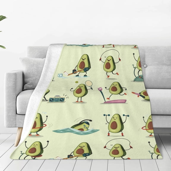 Fleece Throw Blanket Avocado for Exercise Print Reversible Plush Fluffy Large Big Blanket for Sofa Couch Bed-40"x30"
