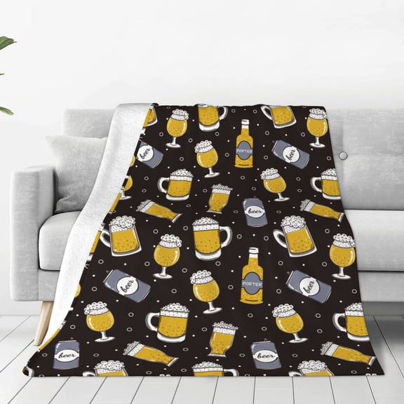Fleece Throw Blanket Beer In A Bottle Print Reversible Plush Fluffy Large Big Blanket for Sofa Couch Bed-40"x30"
