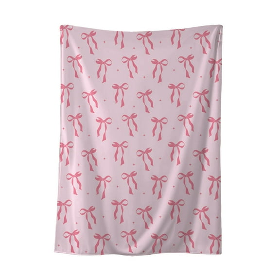 Fleece Throw Blanket with Bow Design, 70x100cm Breathable and Fuzzy All-Season Blanket for Couch, Bed, and Home Decor, Machine Washable for Easy Care and Perfect for Office, Travel, or Lounging