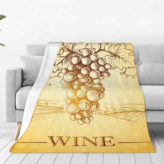Fleece Throw Blanket Bunch of Grapes Print Reversible Plush Fluffy Large Big Blanket for Sofa Couch Bed-50"x40"