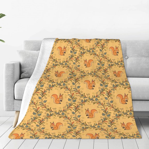 Fleece Throw Blanket Cartoon Squirrel Print Reversible Plush Fluffy Large Big Blanket for Sofa Couch Bed-40"x30"