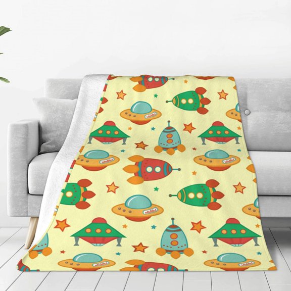 Fleece Throw Blanket Colorful Outer Space Print Reversible Plush Fluffy Large Big Blanket for Sofa Couch Bed-40"x30"
