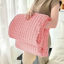 Fleece Throw Blanket for Couch – 3D Ribbed Jacquard Soft and Warm Decorative Fuzzy Blanket – Cozy, Fluffy, Plush Lightweight Throw Blankets for Bed, Sofa,39x28 inches