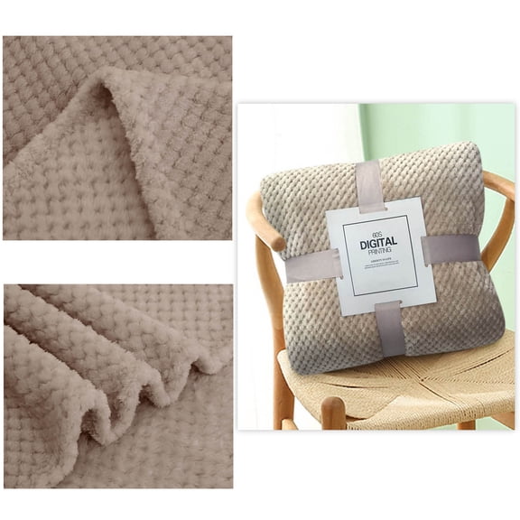 Fleece Throw Blanket for Couch or Bed - 3D Fleece Patchwork Pattern Jacquard Decorative Blankets - Cozy Soft Lightweight Fuzzy Flannel Blanket Suitable for All Seasons(50"脳60",Beige)