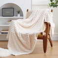 thumbnail image 1 of Fleece Throw Blanket for Couch or Bed - 3D Imitation Turtle Shell Jacquard Decorative Blankets Cozy Soft Lightweight Fuzzy Flannel Suitable All Seasons(50"×60" Beige), 1 of 4