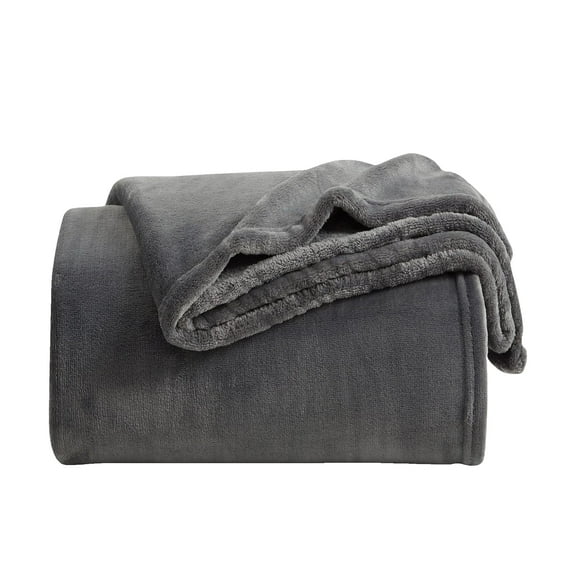 Fleece Throw Blanket for Couch & Bed, Soft Fuzzy Plush Queen Size Dark Gray Blanket, Luxury Flannel Lap Blanket, Super Cozy and Comfy for All Seasons, 80" x 90"