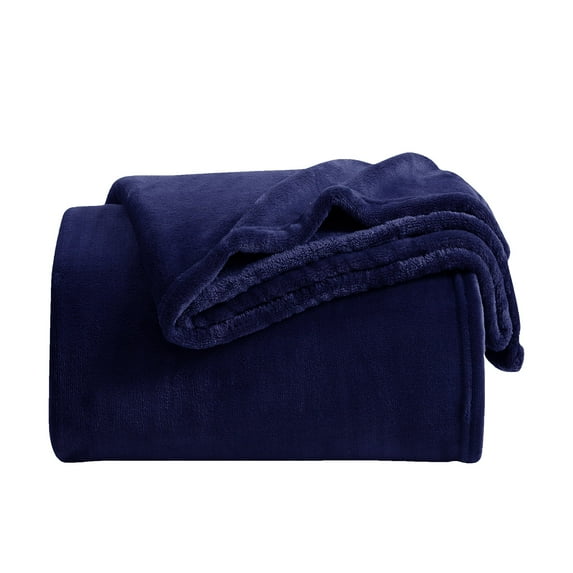 Fleece Throw Blanket for Couch & Bed, Soft Fuzzy Plush Queen Size Navy Blue Blanket, Luxury Flannel Lap Blanket, Super Cozy and Comfy for All Seasons, 80" x 90"