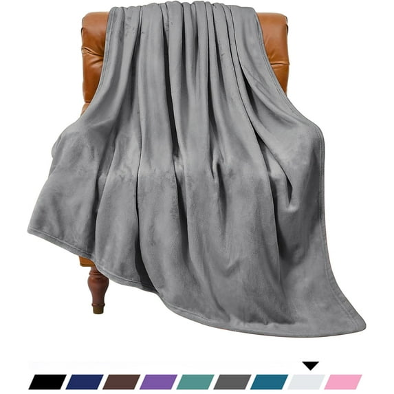 Fleece Throw Blanket for Couch & Bed, Soft Fuzzy Plush Throw Size Silver Gray Blanket, Luxury Flannel Lap Blanket, Super Cozy and Comfy for All Seasons, 40" x 60"