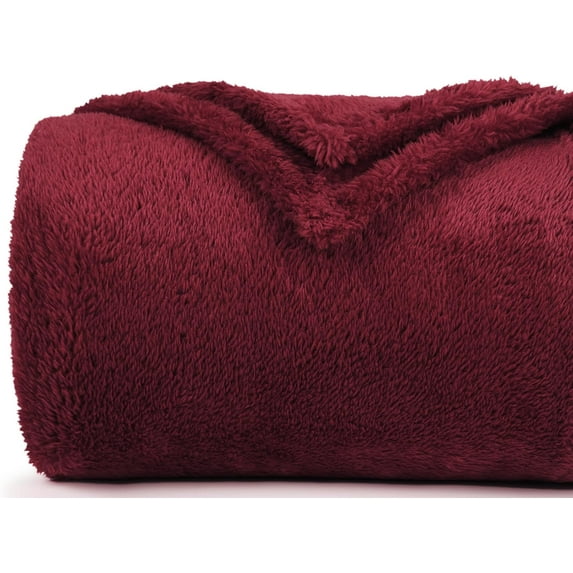 Twin Size Wine Red Blanket, Throw Twin Soft Flannel Fleece Blankets, All Season Lightweight Warm Bed Throws, 60 x 80 Inch