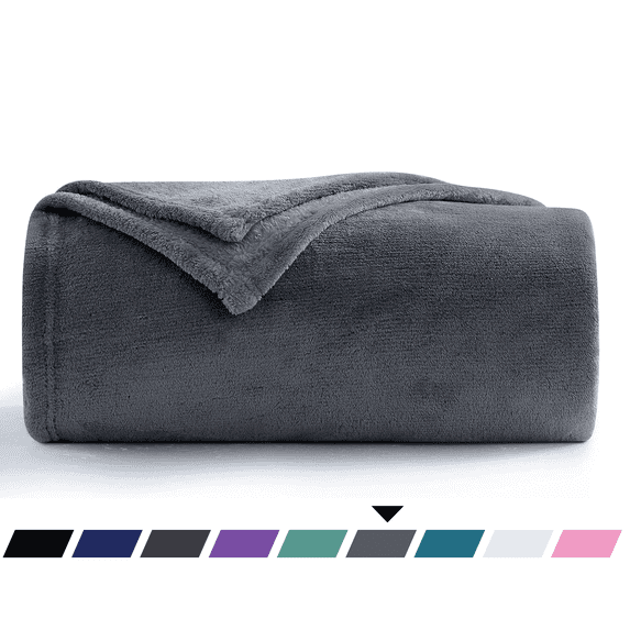 Fleece Throw Blanket for Couch & Bed, Soft Fuzzy Plush Twin XL Size Dark Gray 2 Blanket, Luxury Flannel Lap Blanket, Super Cozy and Comfy for All Seasons, 71" x 80"