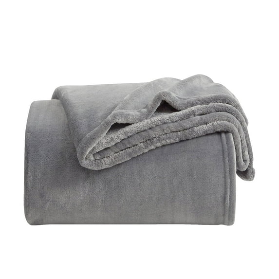 Fleece Throw Blanket for Couch & Bed, Soft Fuzzy Plush Twin XL Size Silver Gray Blanket, Luxury Flannel Lap Blanket, Super Cozy and Comfy for All Seasons, 71" x 80"