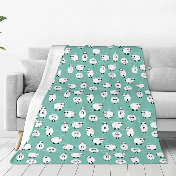 Fleece Throw Blanket Cute Sheeps Print Reversible Plush Fluffy Large Big Blanket for Sofa Couch Bed-40"x30"
