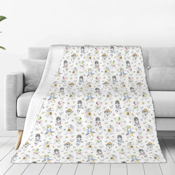 Fleece Throw Blanket Dancing Dogs Print Reversible Plush Fluffy Large Big Blanket for Sofa Couch Bed-40"x30"