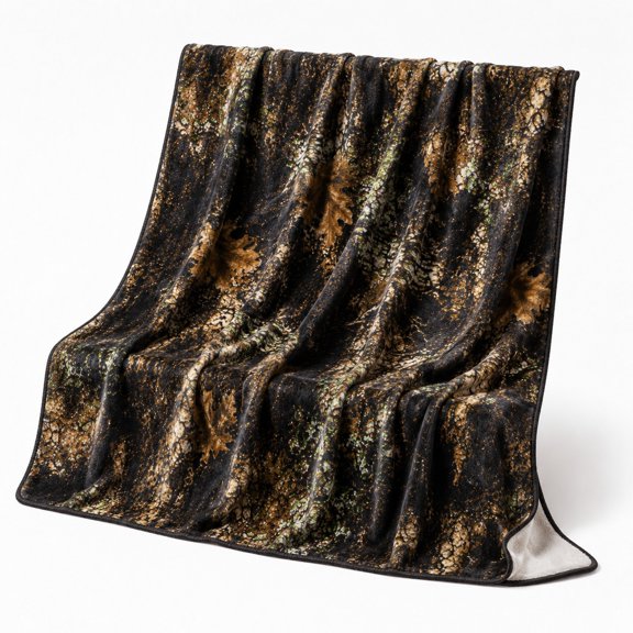 Fleece Throw Blanket, Dark Reptile Scale Print, Polyester Fleece, 280 GSM