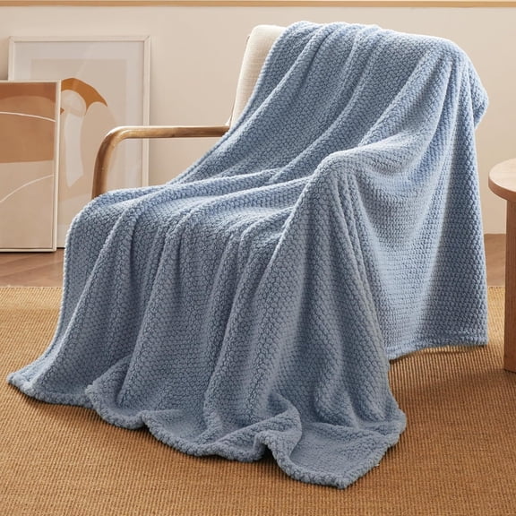 Fleece Throw Blanket - Extra Large Super Soft and Warm Waffle Textured Blanket for Couch, Sofa, Bed (Slate Blue, 120x200cm)