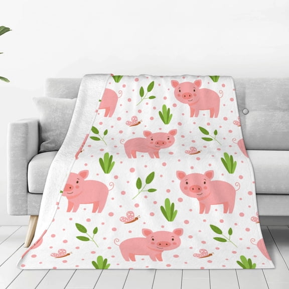 Fleece Throw Blanket Funny Little Pigs Print Reversible Plush Fluffy Large Big Blanket for Sofa Couch Bed-40"x30"