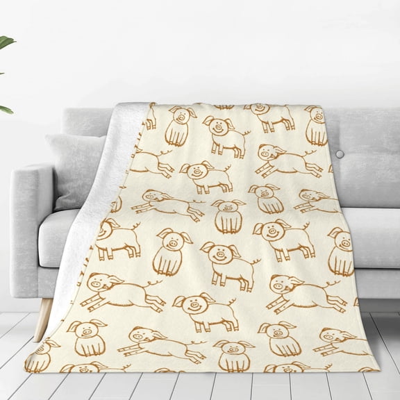 Fleece Throw Blanket Funny Pigs Print Reversible Plush Fluffy Large Big Blanket for Sofa Couch Bed-40"x30"