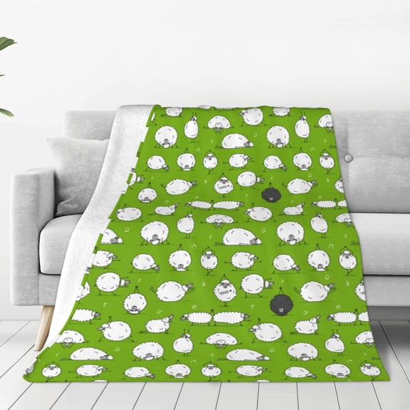 Fleece Throw Blanket Funny Sheep Doing Yoga Print Reversible Plush Fluffy Large Big Blanket for Sofa Couch Bed-40"x30"