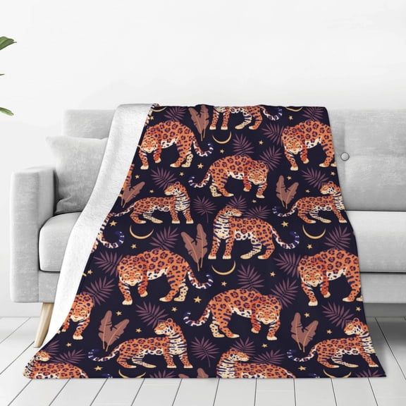 Fleece Throw Blanket Leopard Print Print Reversible Plush Fluffy Large Big Blanket for Sofa Couch Bed-40"x30"