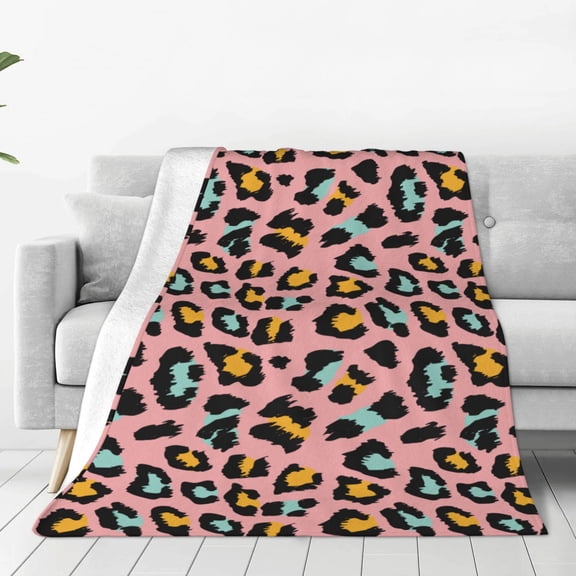 Fleece Throw Blanket Leopard Print Reversible Plush Fluffy Large Big Blanket for Sofa Couch Bed-50"x40"